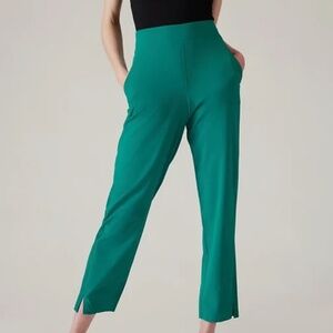 Athleta Brooklyn Mid-Rise Ankle Pants Emerald Green Size 10 Petite Lightweight